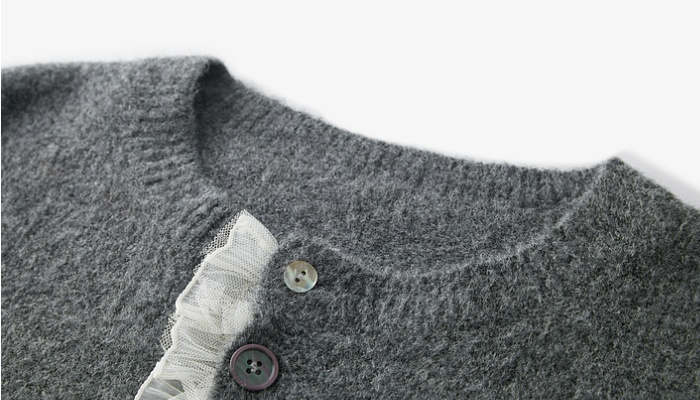 Short lace cardigan all-match round neck tops