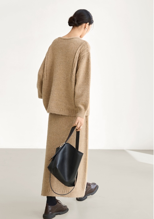 Temperament knitted sweater autumn lazy skirt a set