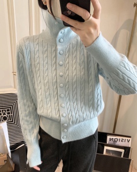 Knitted single-breasted sweater wool cardigan for women