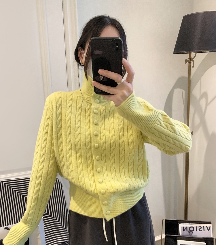 Knitted single-breasted sweater wool cardigan for women