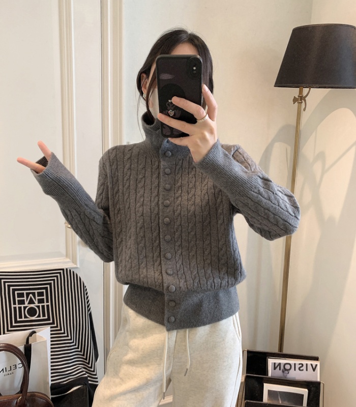 Knitted single-breasted sweater wool cardigan for women
