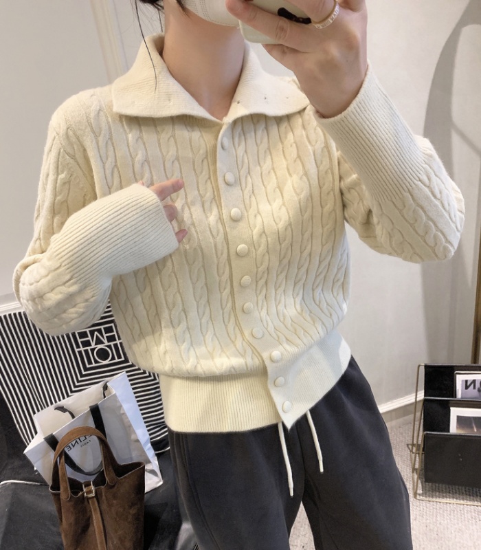 Knitted single-breasted sweater wool cardigan for women