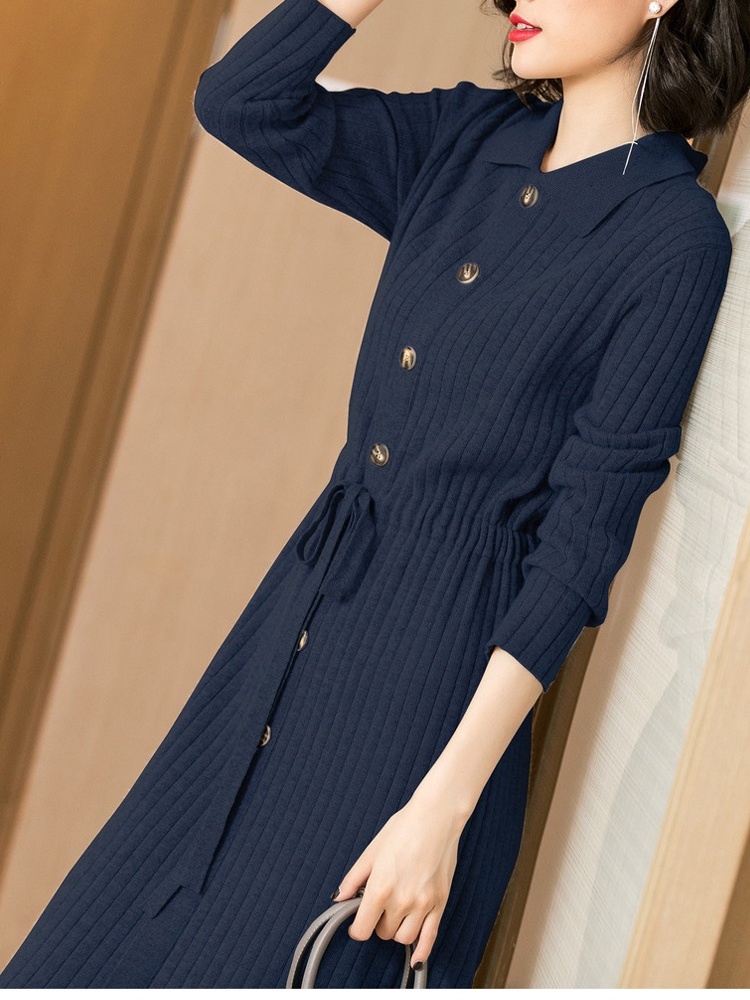 Knitted bottoming dress wool cashmere sweater dress for women