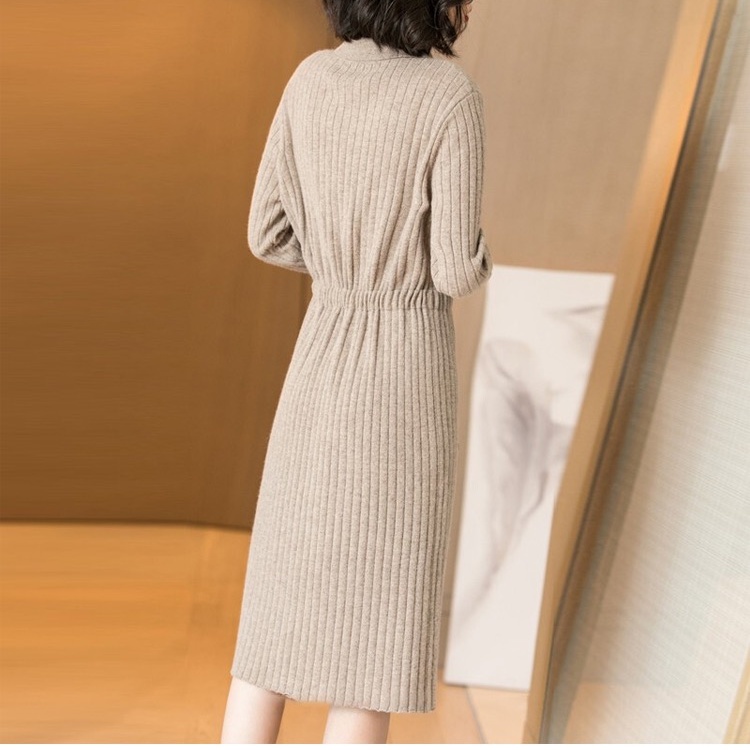 Knitted bottoming dress wool cashmere sweater dress for women