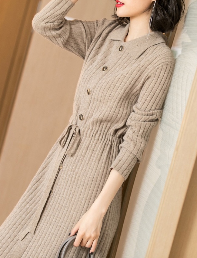 Knitted bottoming dress wool cashmere sweater dress for women
