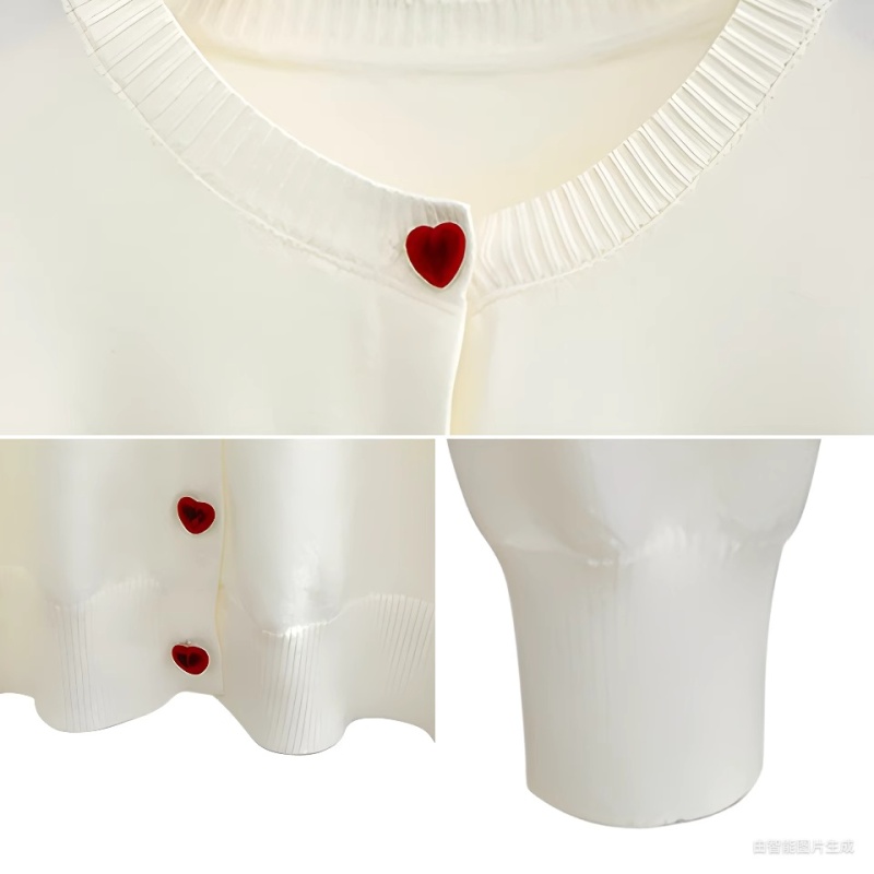 Bow embroidery tops inside the ride knitted coat for women