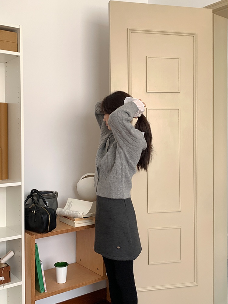 Sweet spring sweater bow wood ear tops for women