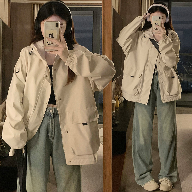 Hooded Casual shirts white loose coat