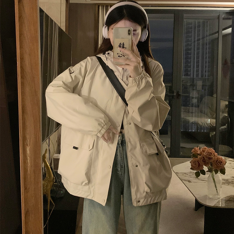 Hooded Casual shirts white loose coat