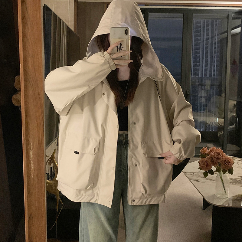 Hooded Casual shirts white loose coat