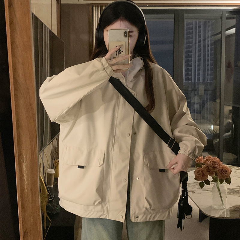 Hooded Casual shirts white loose coat