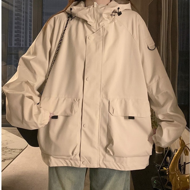 Hooded Casual shirts white loose coat