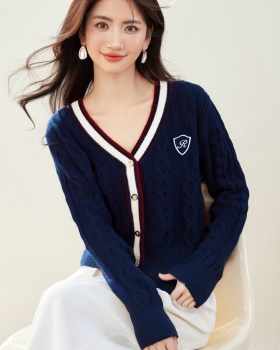 Korean style V-neck sweater knitted cardigan for women