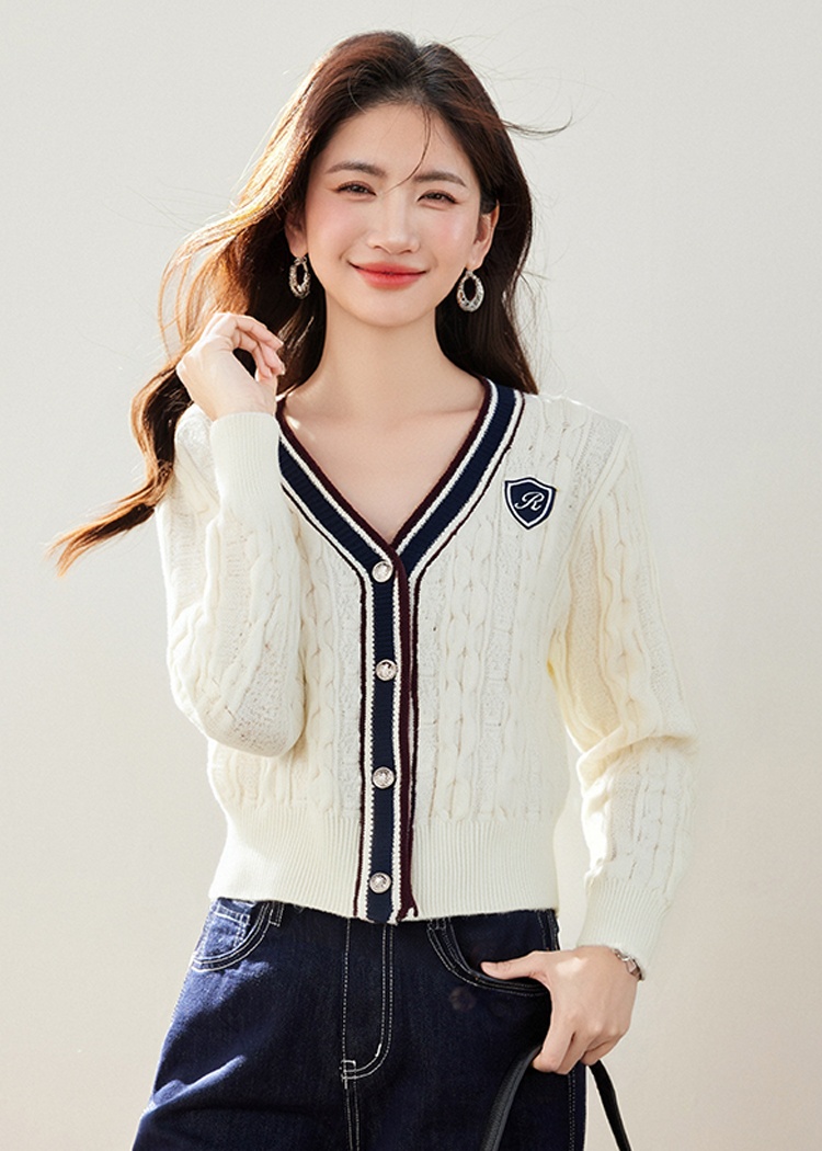 Korean style V-neck sweater knitted cardigan for women