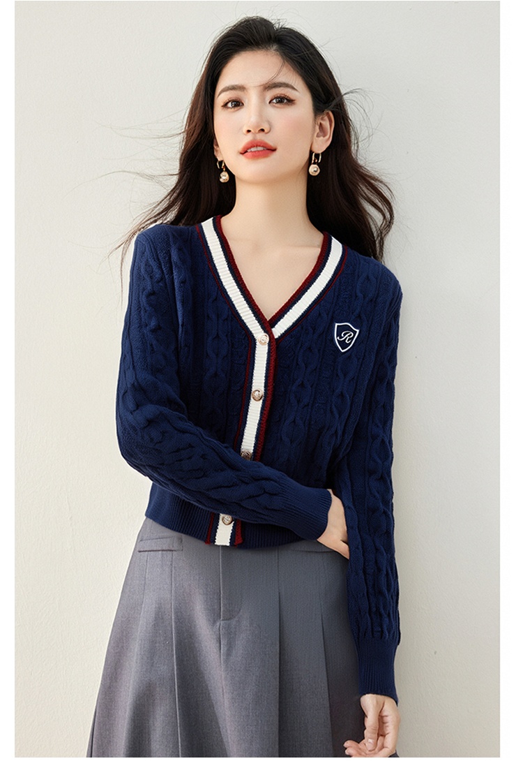 Korean style V-neck sweater knitted cardigan for women