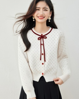 Knitted heart maiden coat jacquard loose sweater for women