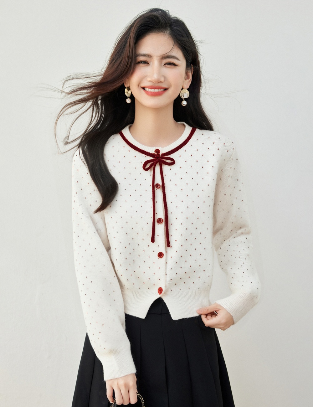 Knitted heart maiden coat jacquard loose sweater for women