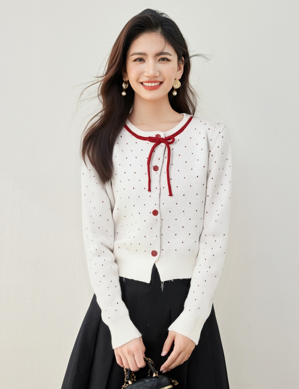 Knitted heart maiden coat jacquard loose sweater for women