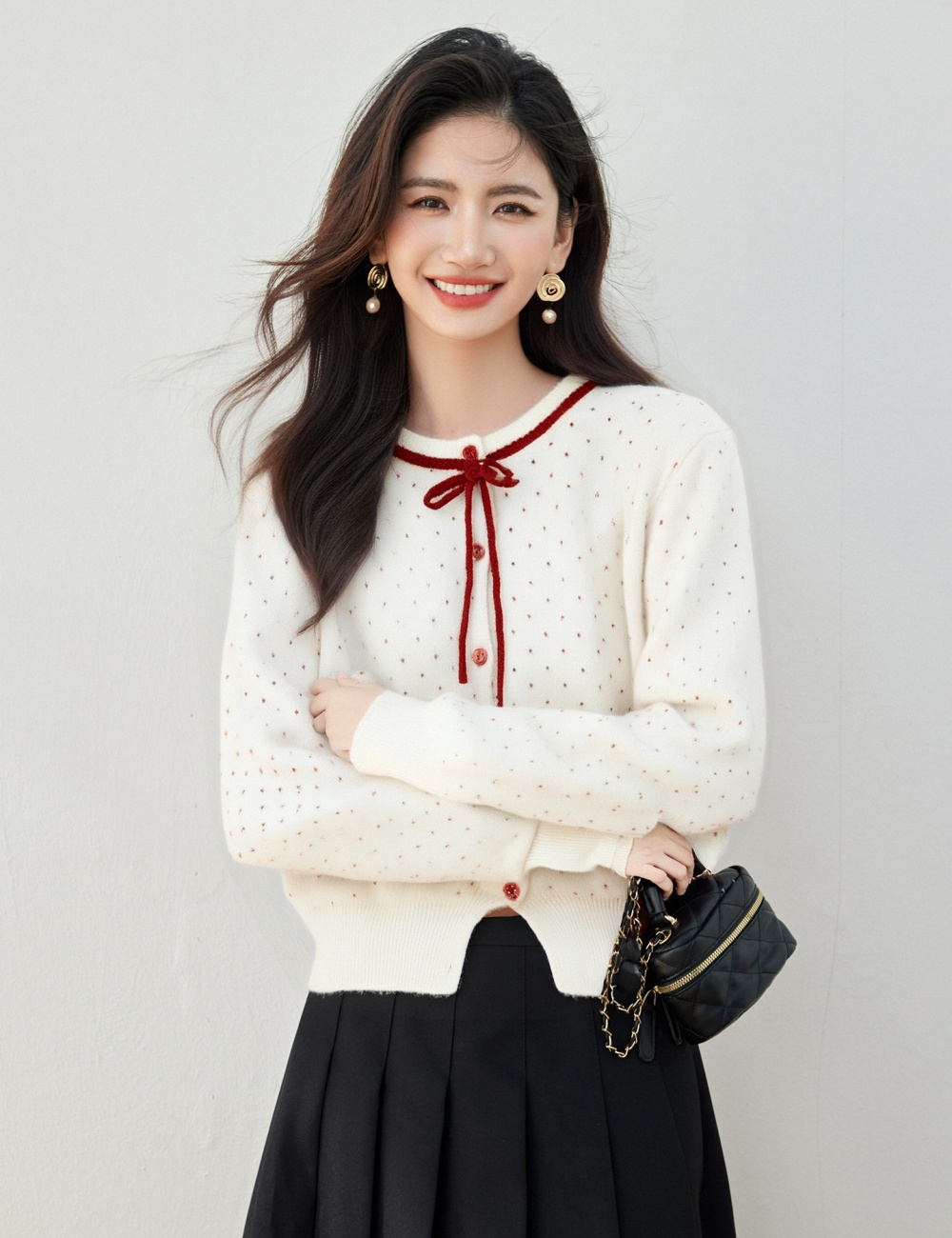 Knitted heart maiden coat jacquard loose sweater for women