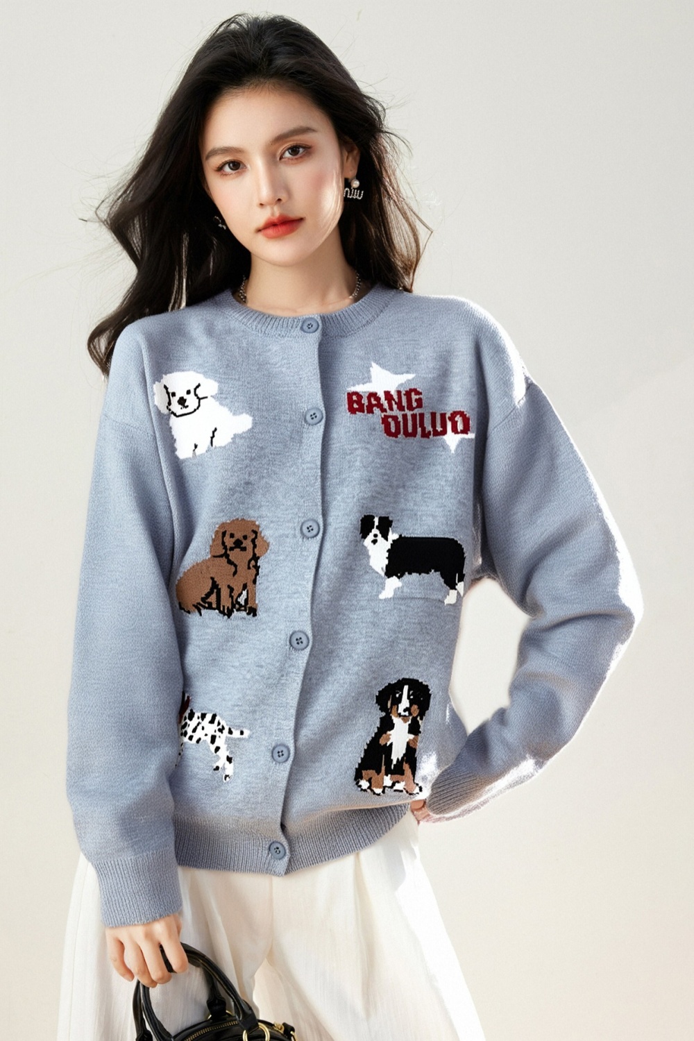 Puppy autumn sweater retro lazy coat for women