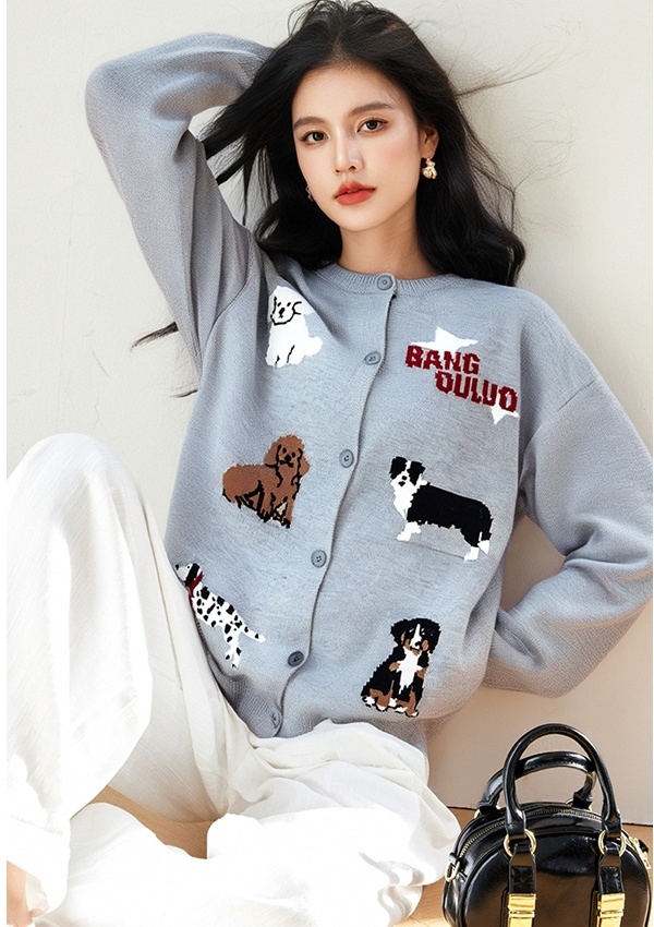 Puppy autumn sweater retro lazy coat for women