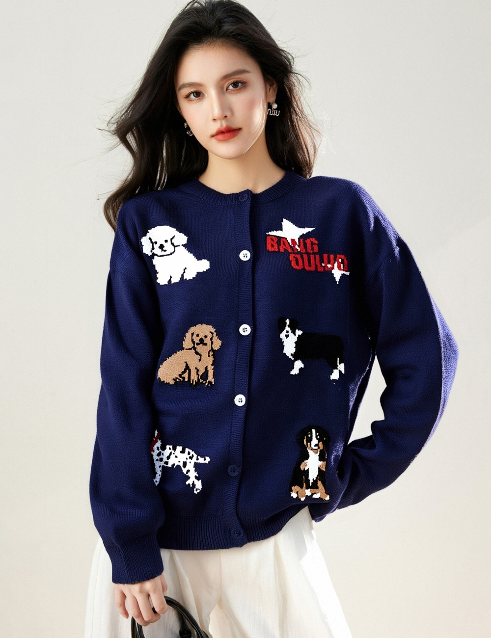 Puppy autumn sweater retro lazy coat for women