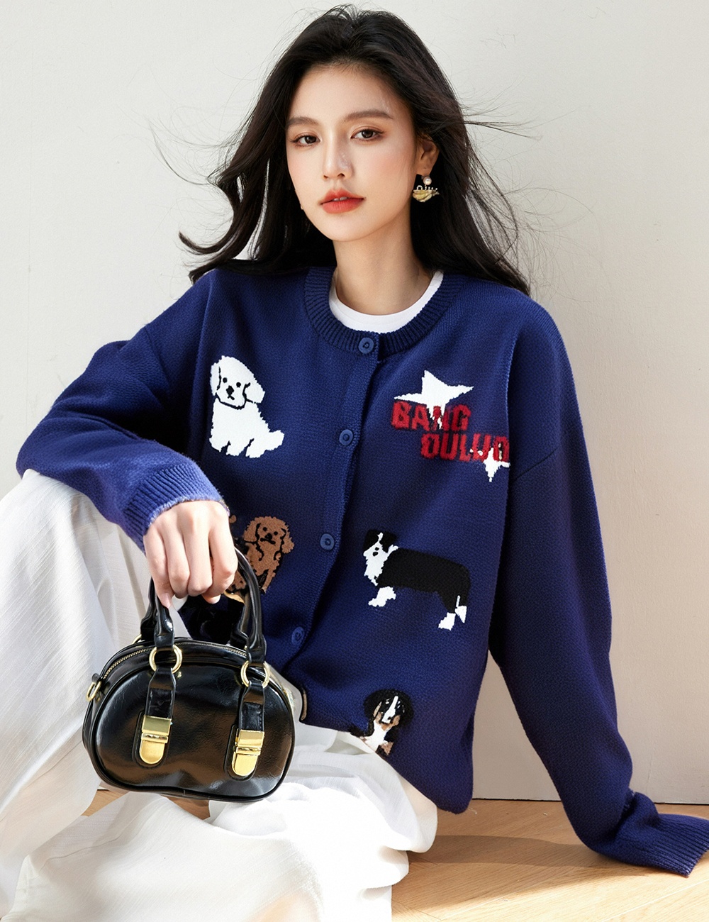 Puppy autumn sweater retro lazy coat for women