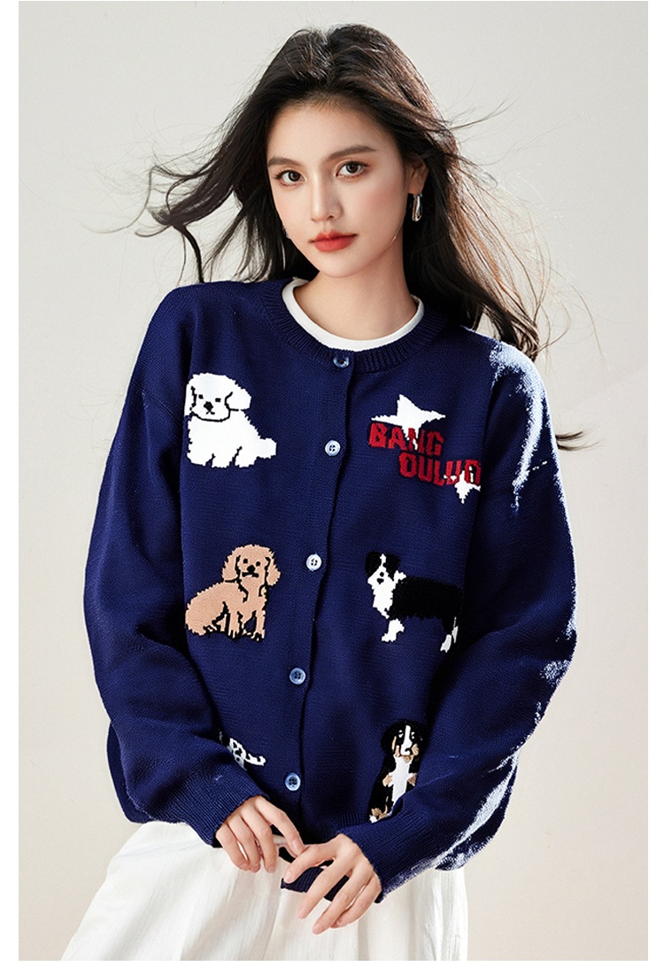 Puppy autumn sweater retro lazy coat for women