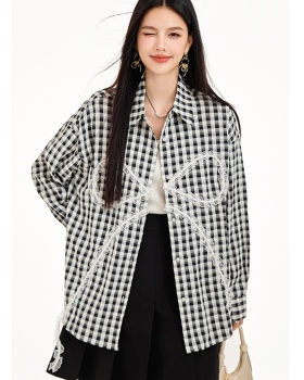 Thin Korean style black-white jacket light loose sweet shirt
