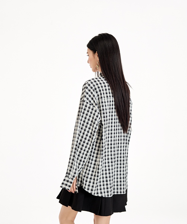 Thin Korean style black-white jacket light loose sweet shirt