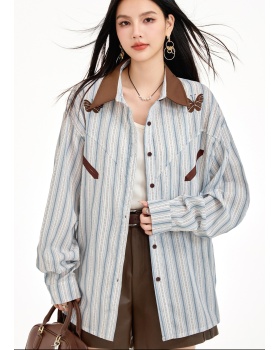 Tender loose coat sunscreen stripe shirt for women