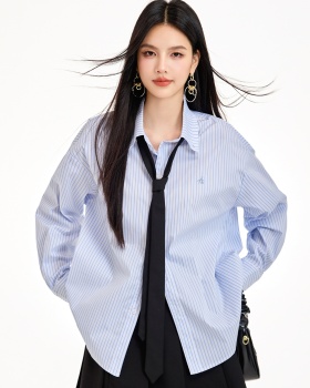 Loose long sleeve tops retro slim shirt for women