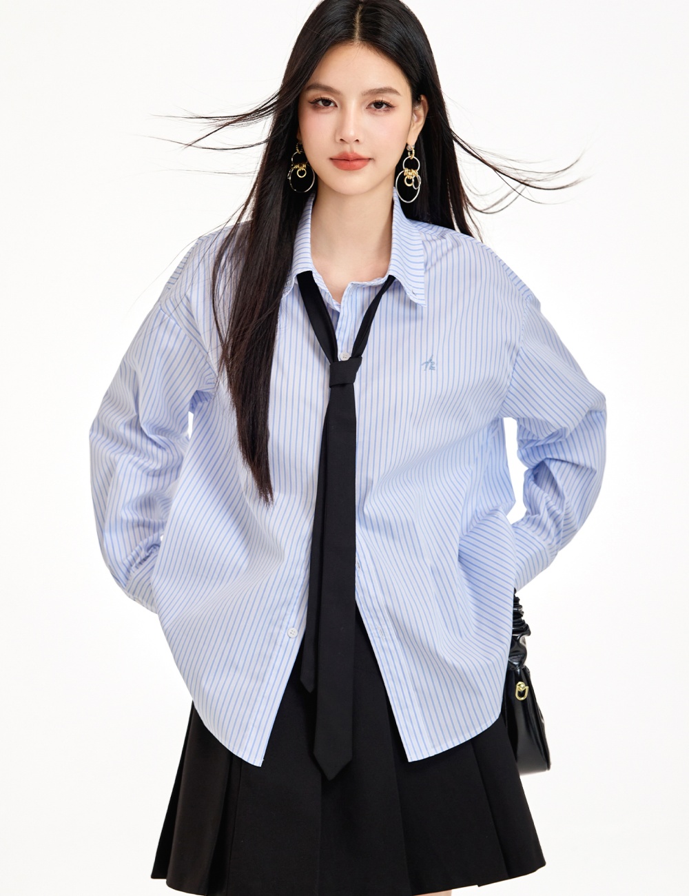Loose long sleeve tops retro slim shirt for women