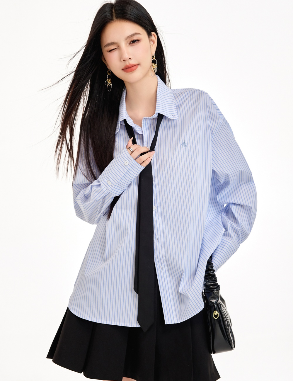 Loose long sleeve tops retro slim shirt for women