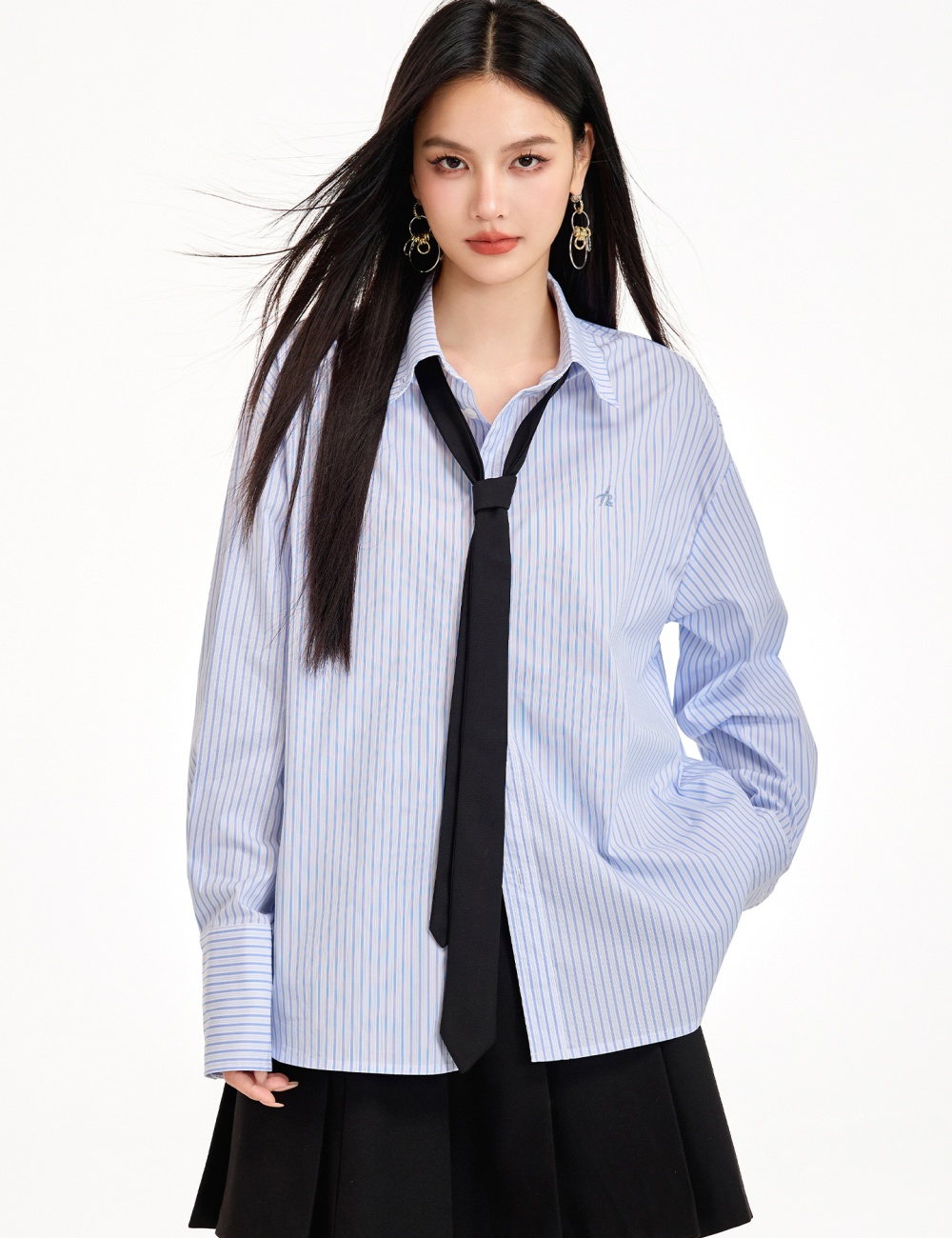 Loose long sleeve tops retro slim shirt for women