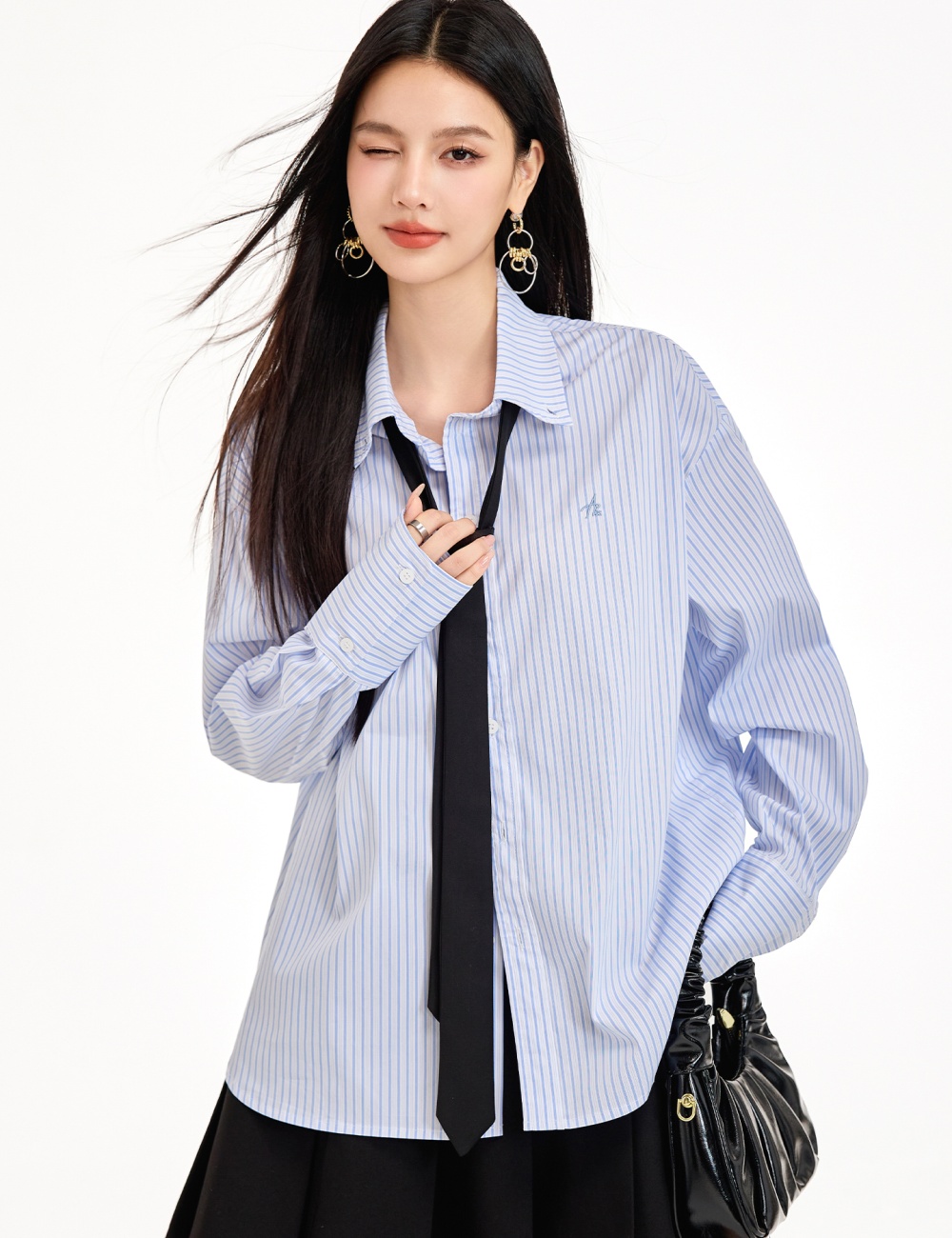 Loose long sleeve tops retro slim shirt for women