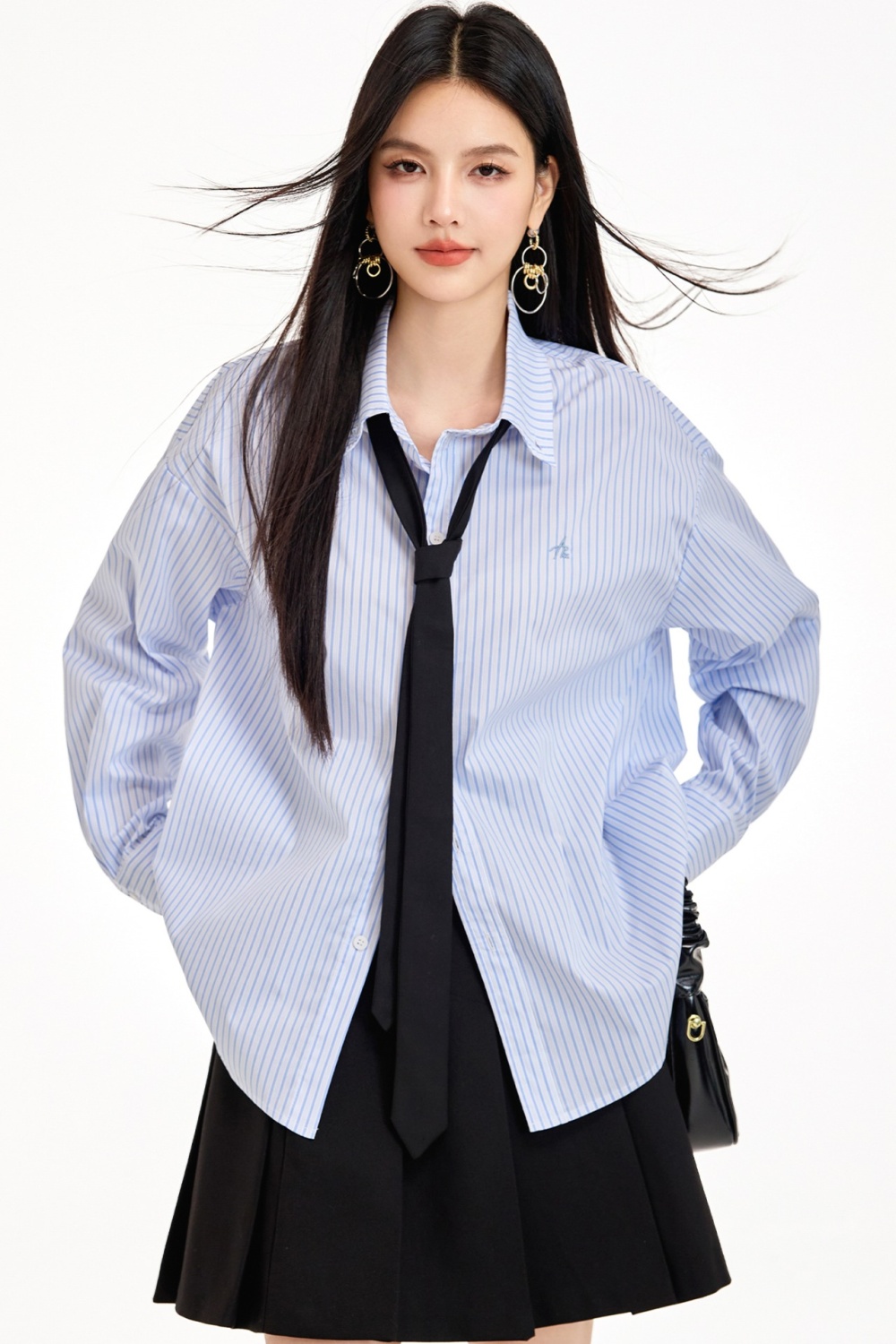 Loose long sleeve tops retro slim shirt for women