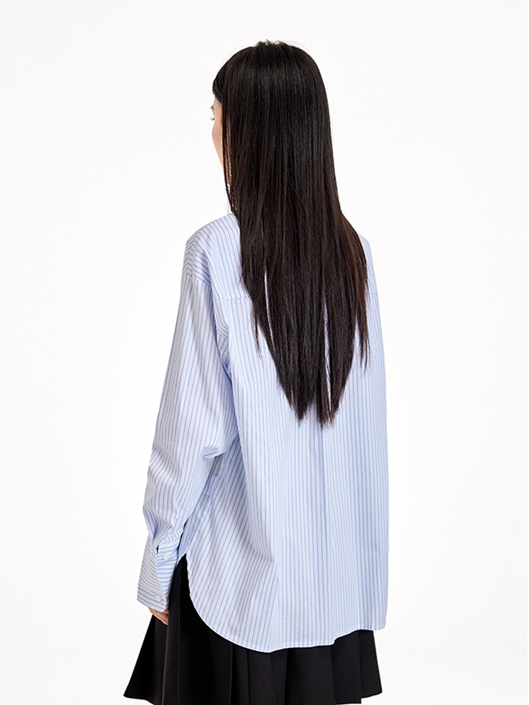 Loose long sleeve tops retro slim shirt for women