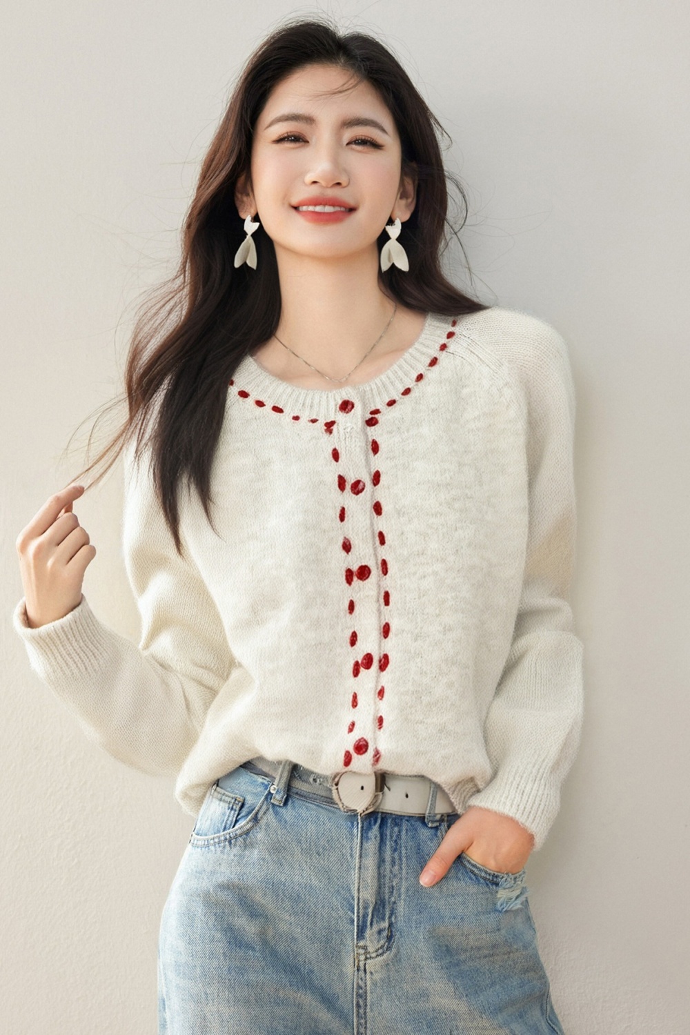 Loose coat France style sweater for women