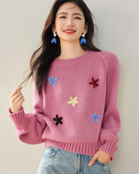 Show young stereoscopic sweet flowers sweater for women