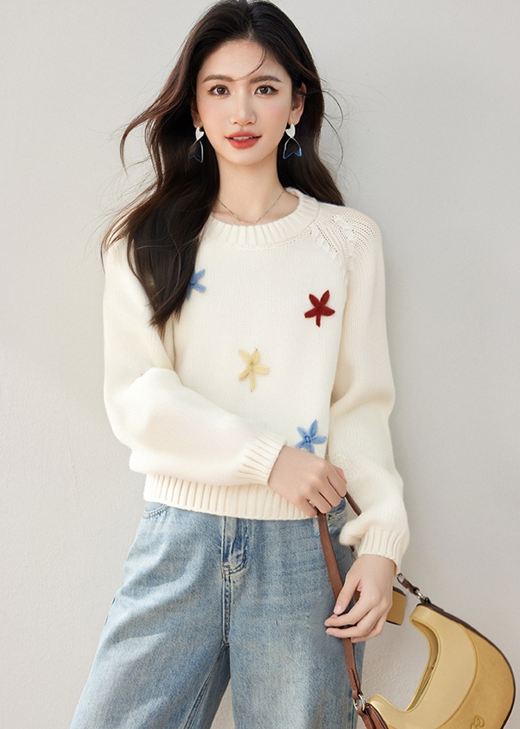 Show young stereoscopic sweet flowers sweater for women