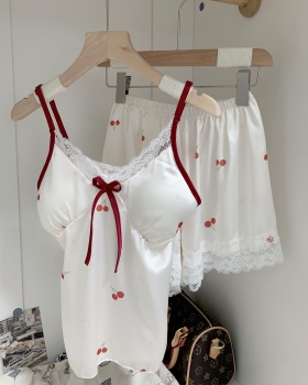 Homewear sling with chest pad cherry summer shorts a set