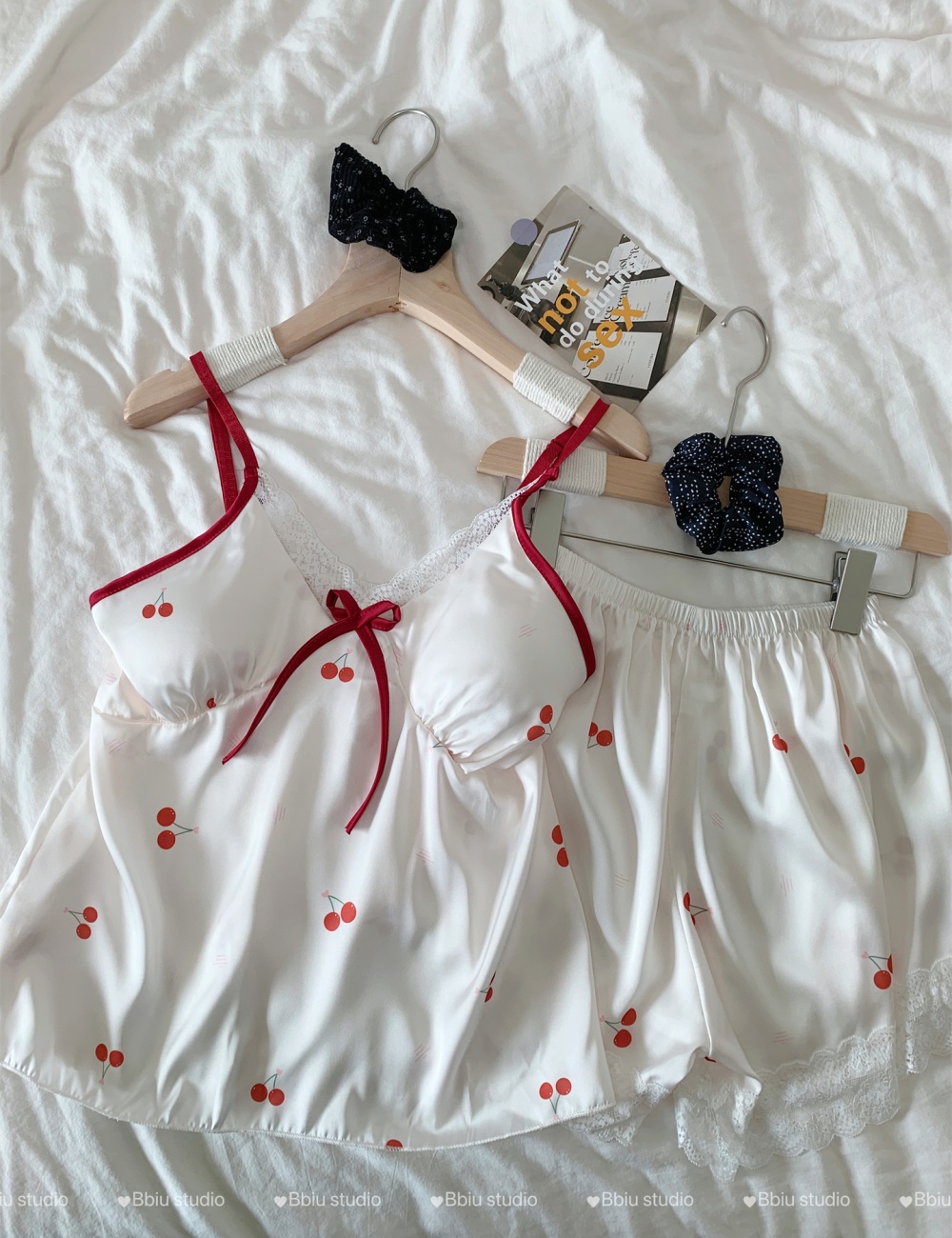 Homewear sling with chest pad cherry summer shorts a set