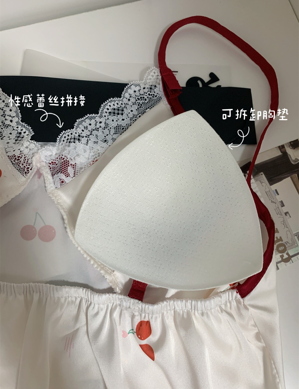 Homewear sling with chest pad cherry summer shorts a set