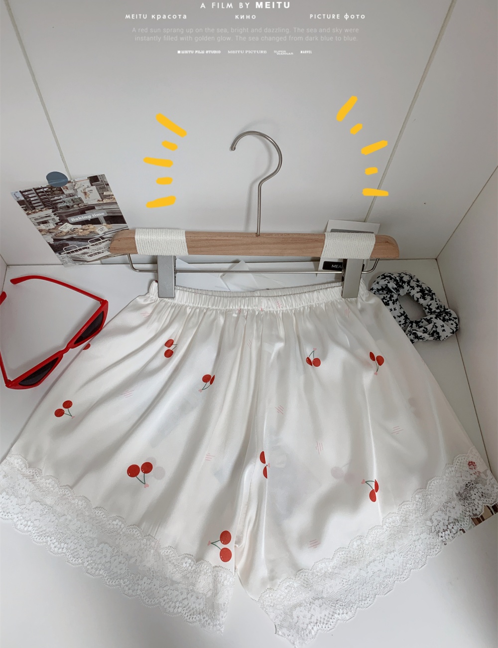 Homewear sling with chest pad cherry summer shorts a set