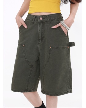 Olive-green work clothing autumn shorts for women