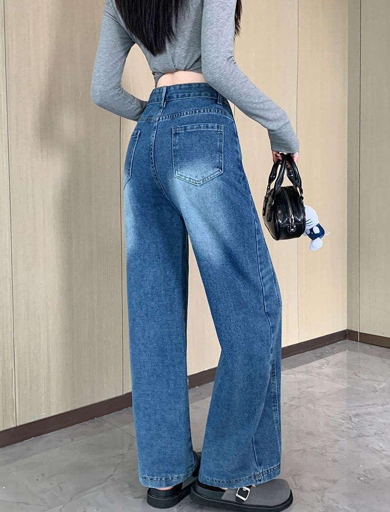 Autumn slim jeans wide leg American style pants for women