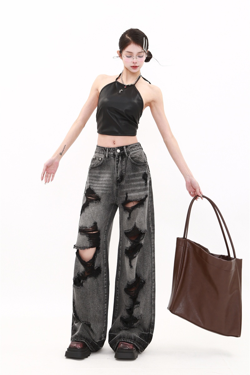 Korean style loose jeans American style wide leg pants