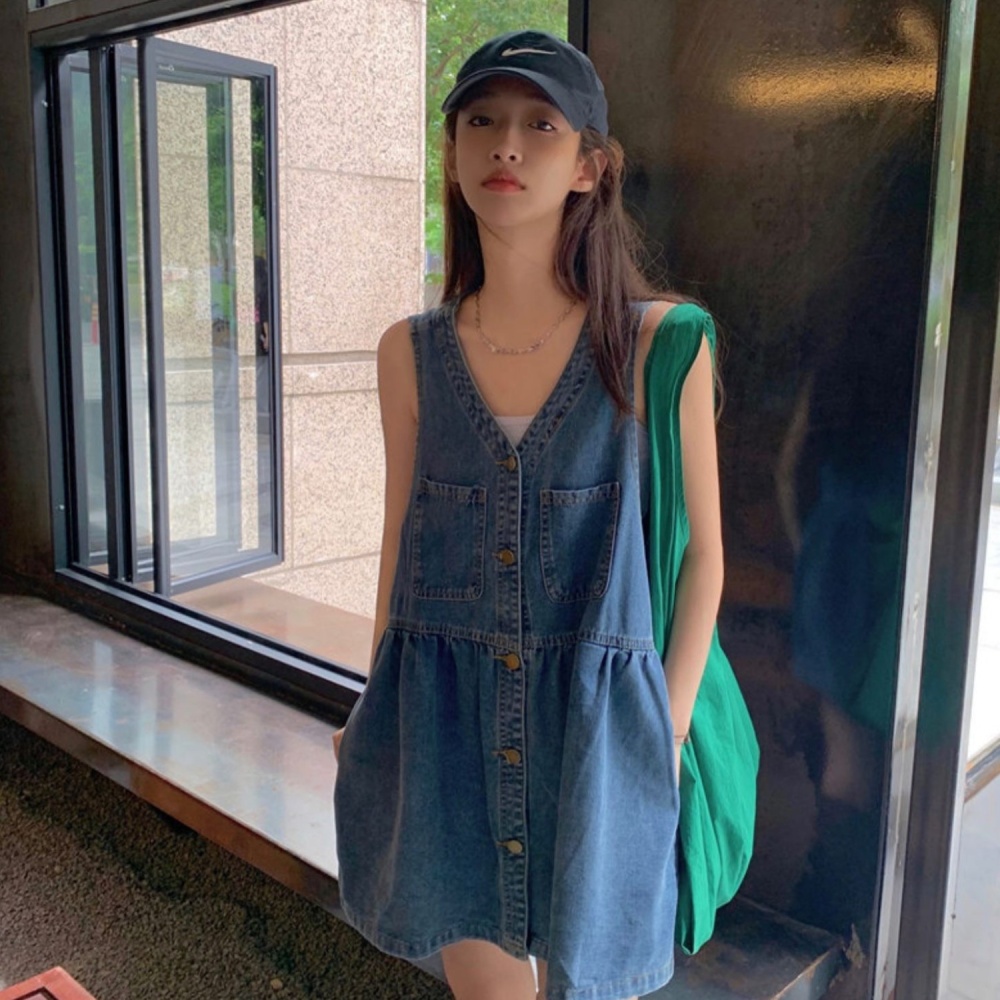 Loose strap dress Korean style dress for women
