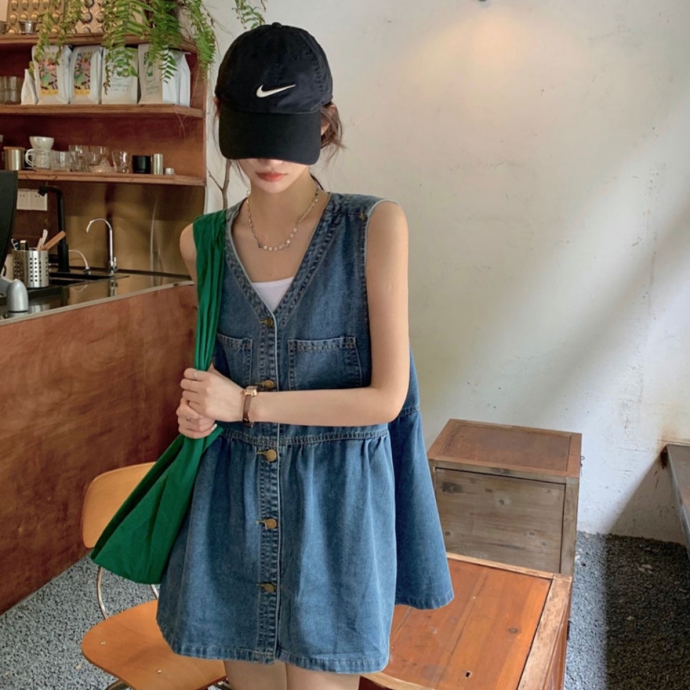 Loose strap dress Korean style dress for women